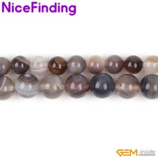 Natural Round Smooth Botswana Agate Spacer Beads For Jewelry Making Gemstone DIY