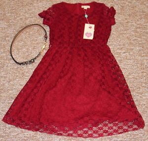 Madchen Kleid In Rot Gr 134 140 Mit Gurtel Yumi Girl Ebay