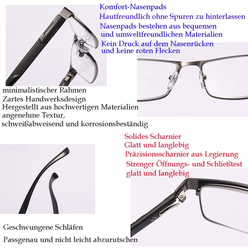 4x Herren Lesebrille Metall Anti-Blaulicht Lesehilfe 1.0 1.5 2.0 2.5 3.0 3.5 4.0 - Bild 8 von 17
