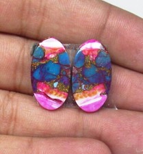 Pink Oyster Copper Turquoise Pair Oval Cabochon 21.05 ct Loose Gemstone H 9165