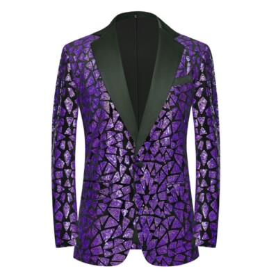 Sports Jacket Men Men Bling Sequins Tuxedo Suit One Button Party