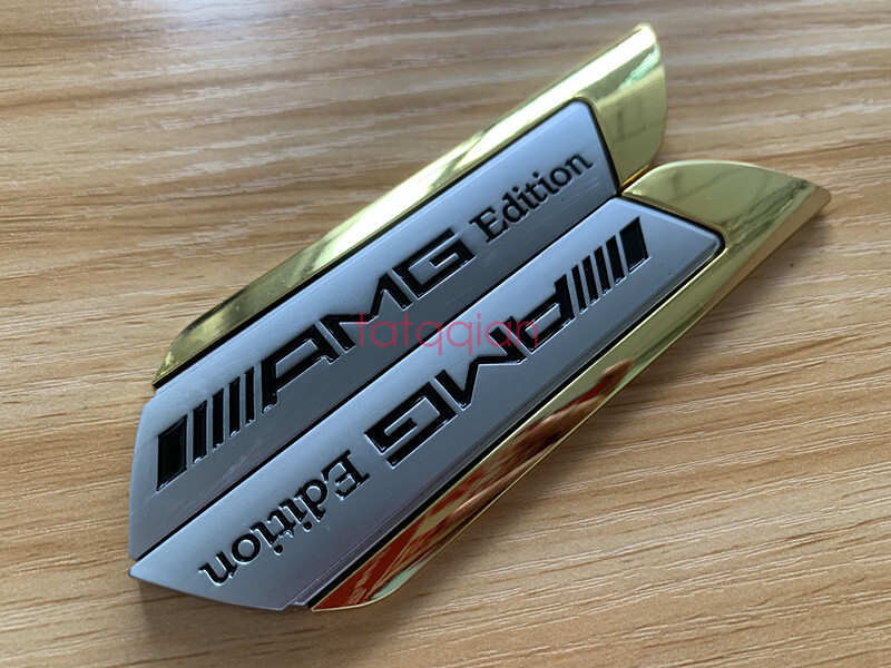 2x AMG Edition Fender Emblem Badge Decal Sticker – Silver/Chrome Finish For Mercedes-Benz