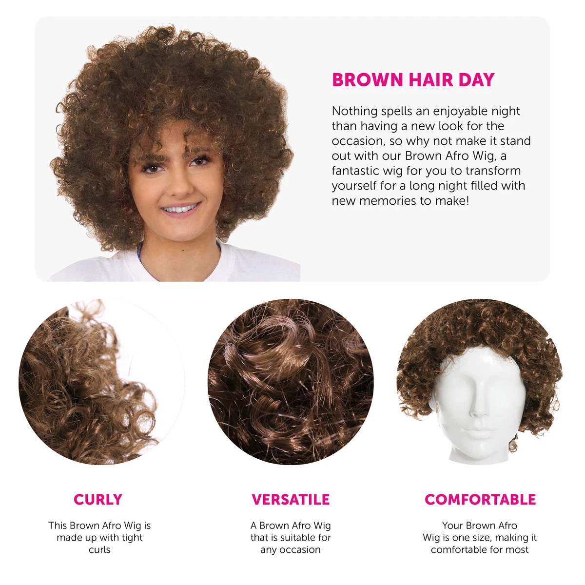 Brown afro shop wig