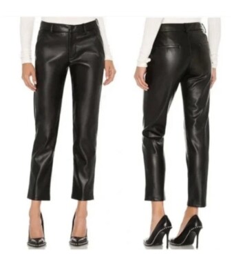 NEW $140 LBLC The Label Vegan Leather Pant Franny Trouser Straight Leg Black XS