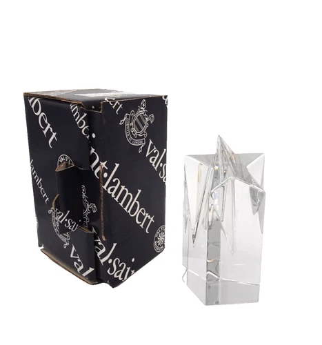 PENTAGONE STAR PRESSE PAPIERS PAPERWEIGHT VAL SAINT LAMBERT BELGIUM CRYSTAL