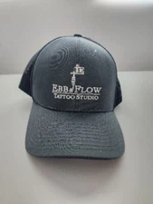 Ebb & Flow Tattoo Studio Pacific Headwear Trucker Mesh Cap Hat Black 104C 