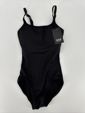 BLOCH Dance Women's Zena Adjustable Strap Camisole Black Leotard W/Bra Petite