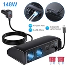 9 in1 Cigarette Lighter Splitter USB C QC3.0 Fast Car Charger Adapter Telescopic