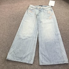 A ropostale Relaxed Wide Leg Jeans Womens 6R Light Wash Floral Denim 28x31