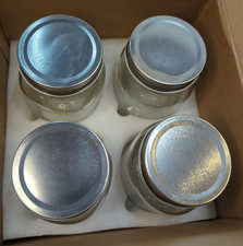 4 GLASS 14oz PINT Jars Metal Screw Lid Top For Crafts Food Storage Candles Herbs