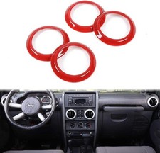 4PCS AC Air Conditioning Vent Cover Trim Decoration Ring Interior Red