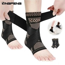 Adjustable Copper Infused Ankle Support Compression Sleeve for Sports  Pain