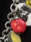 STATEMENT MODERNIST  MULTI Gemstone CORAL AGATE 925 STERLING Chain NECKLACE — photo 8