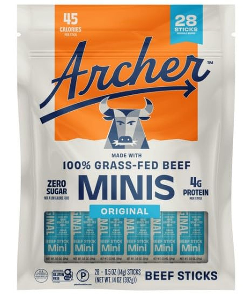 Archer Mini Grass‑Fed Beef Sticks (28-Pack), High Protein Snack — 28 X 0.5 Oz St