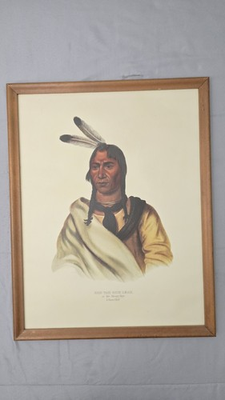 #ad Vintage Wood Framed Sioux Chief Native American Print $55.95