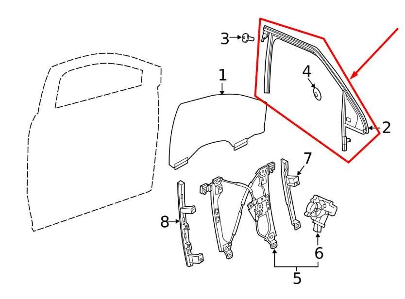 Chevrolet Blazer 2LT 2019-2025 puerta delantera derecha ventana canal de funcionamiento con vidrio de ventilación Foto 2 de 4