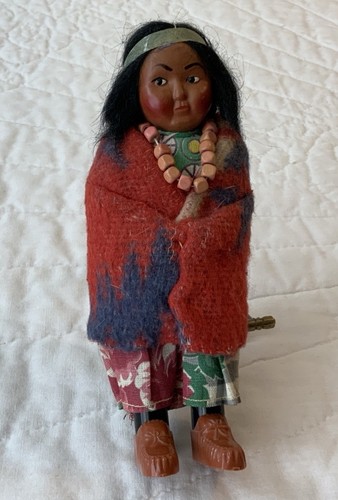 Antique Vintage Skookum Doll, Indian Souvenir Doll, 6 1/2” Tall, Bully Good