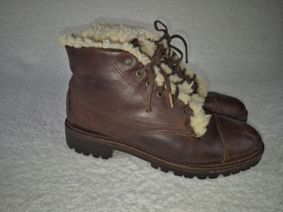 VTG Polo Ralph Lauren Faux Shearling Lined Leather Sportsman Boots Womens Sz 8.5