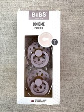 BIBS Boheme Pacifiers Size 1 Round Natural Rubber 4-Pack BPA Free Dusky Lilac