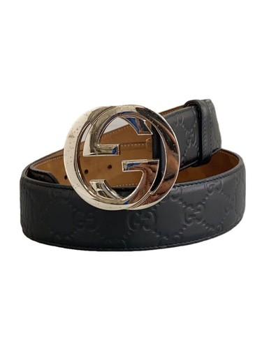 GUCCI Belt/Leather/BLK/Men's