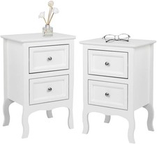 Set of 2 Nightstand Bedroom Bedside Table End Side Table with 2 Drawers Storage