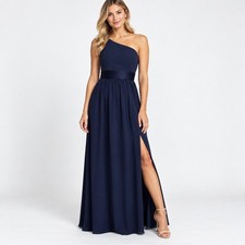 White by Vera Wang One Shoulder Gown 4 Midnight Blue Formal Slit Gala Wedding