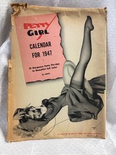 Vintage 1948 full year George Petty Pin Up Calendar Risque ALL 12 Mos in Binder
