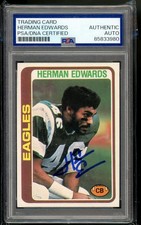 1978 Topps Herman Edwards Philadelphia Signed Auto RC Rookie Card #404 PSA DNA. rookie card picture