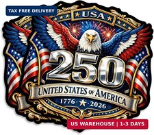 USA 250th Anniversary 1776-2026 Vinyl Sticker 2-Pack - 5 Inch - USA Flag Patriot