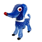 Vintage Murano Blue Glass Dog Figurine 8”
