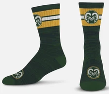 Colorado State Rams For Bare Feet LG Men's Size 10-13 Crew Socks NEW