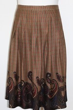Norton McNaughton Houndstooth  Paisley Pleated Mid  Calf Skirt Size 12