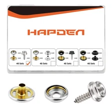 120 Pcs Snap Buttons,Snap Fasteners Kit 15mm Stainless Steel Snaps Marine Gra...