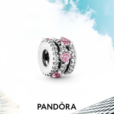 Authentic Sparkling Triple Halo Pink Hearts 925 Sterling Silver Moments Charm