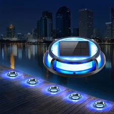 Best LUTEC 4 Pack Solar Deck Lights Driveway Dock 12 LEDs Light Powered Outdoor