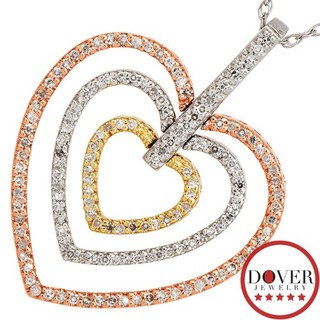 Collana con ciondolo cuore tritono 18 5" oro 14 carati diamanti Estate 5 2 gr senza prezzo di riserva