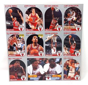 1990-91 NBA Hoops Michael Jordan HOF Chicago Bulls Team Set Uncut Sheet 12 Cards