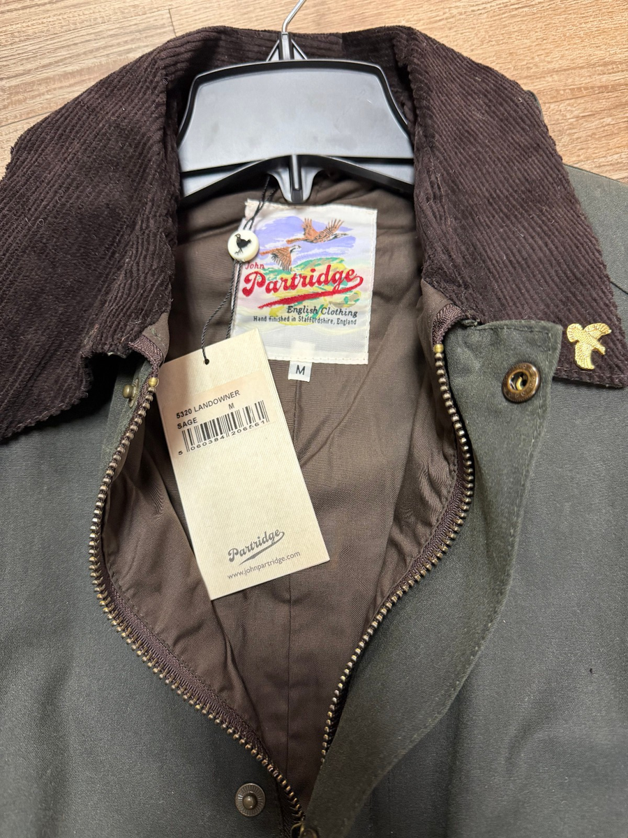 John Partridge Men's Landowner 8oz Waxed Jacket Sage Sz M Style