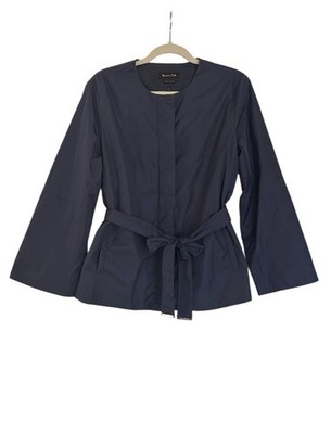 Massimo Dutti Jacket Size Large Navy Blue Belted Pockets