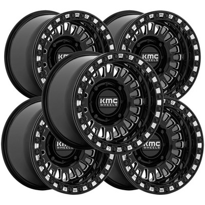 (Set of 5) KMC UTV KS242 Aztec Beadlock 15x8 4x156 +0mm Black/Milled Wheels Rims