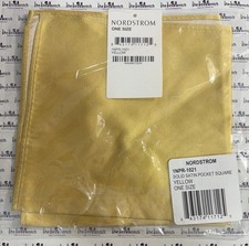 NORDSTROM Solid Yellow Pocket Square/Handkerchief 100 Silk NEW WITH TAGS