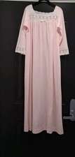CHRISTIAN DIOR M Long Nightgown Women Fleece Synthetic Pink Floral Lace Vintage