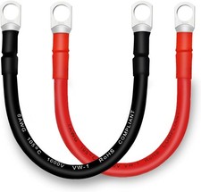 Battery Cable, 6 AWG Cables with Terminals, 2PCS 6AWG-3/8"-1FT 2PCS 