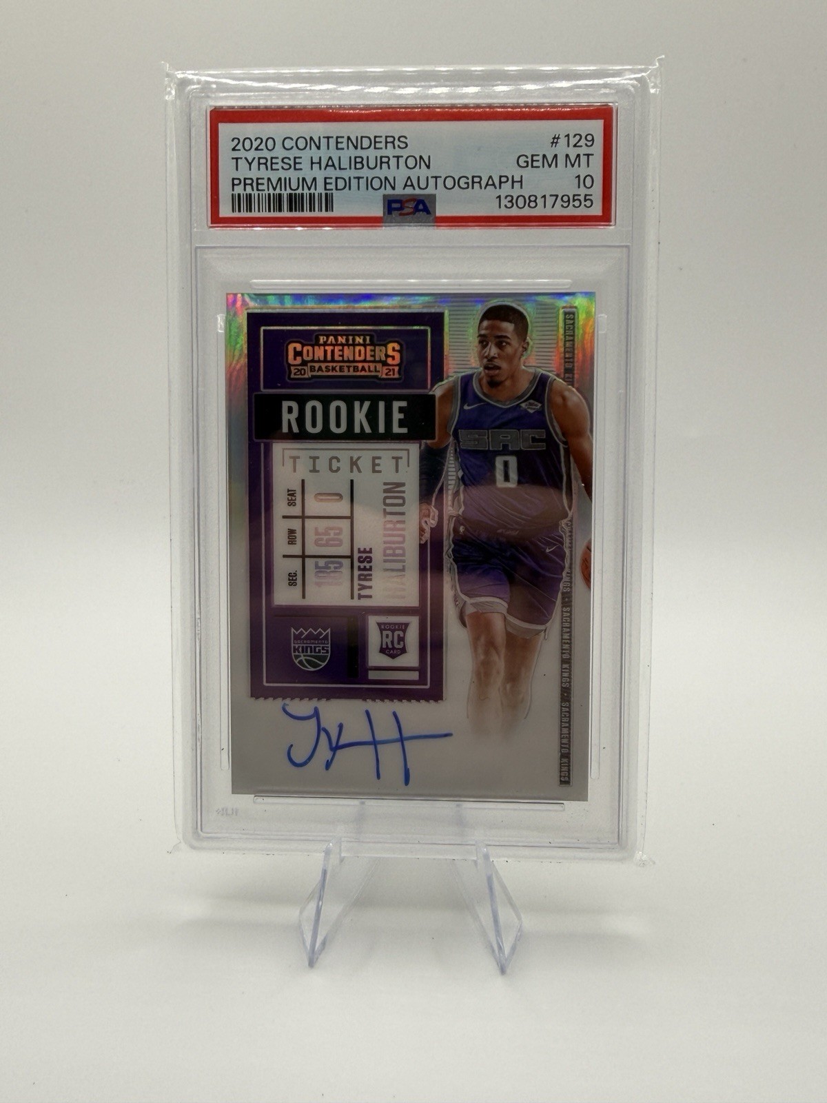 2020 Contenders On Card Rookie Auto Tyrese Haliburton PSA 10 GEM MT RC #129