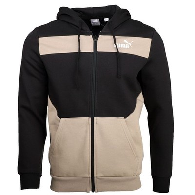 PUMA Power Colorblock Full Zip Hoodie Mens Black Casual Athletic Outerwear 68474