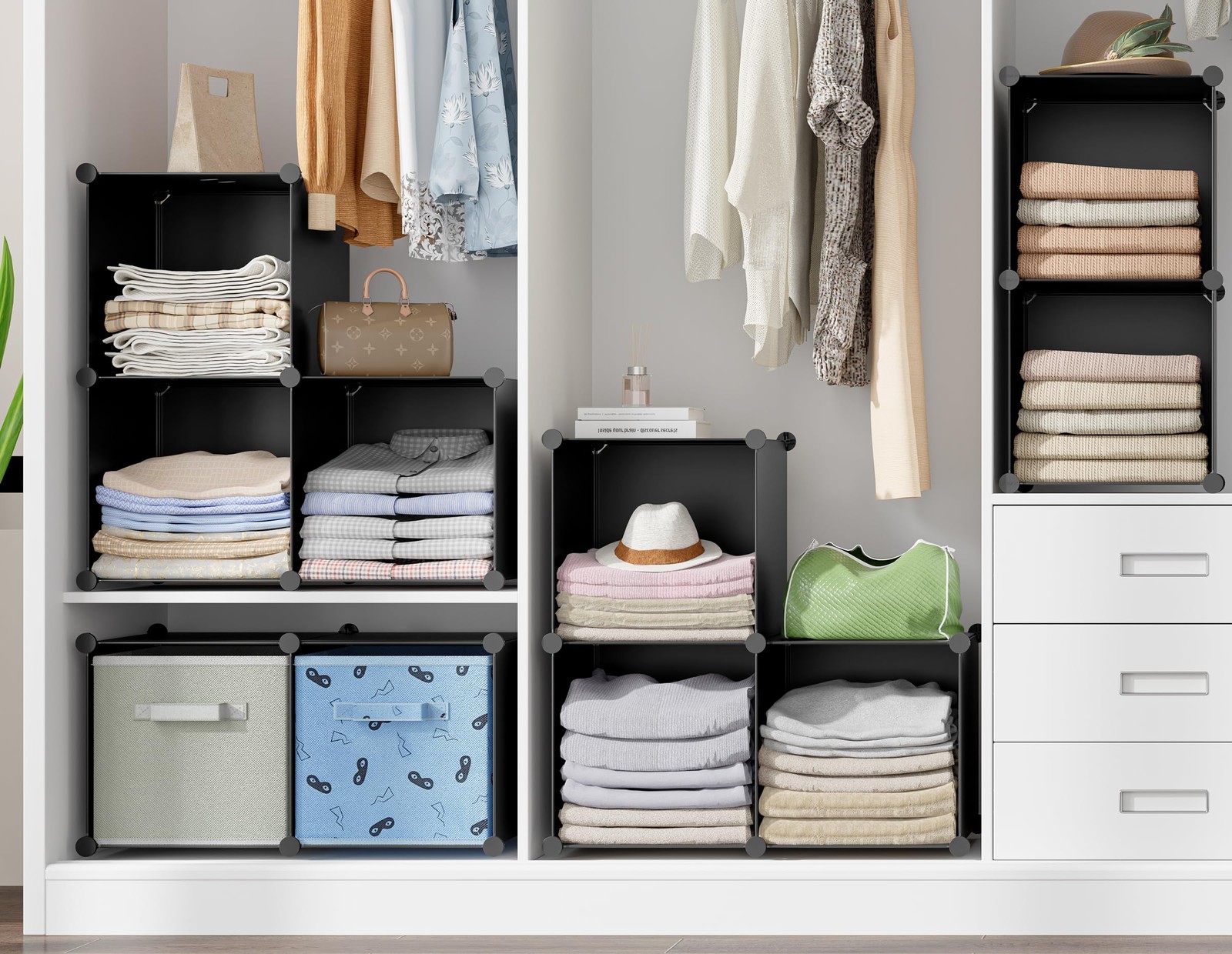 6 Cube Storage Organizer Closet Cabinet Shelf Bookcase 11.8 Inch Black Kids