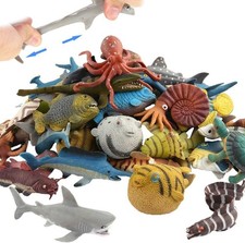 18 Pack Assorted Ocean Animal, Stretchy and Floating Rubber Sea Animals Toy Set,