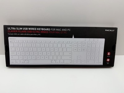 Macally Ultra Slim USB Wired Keyboard for Mac and Pc White