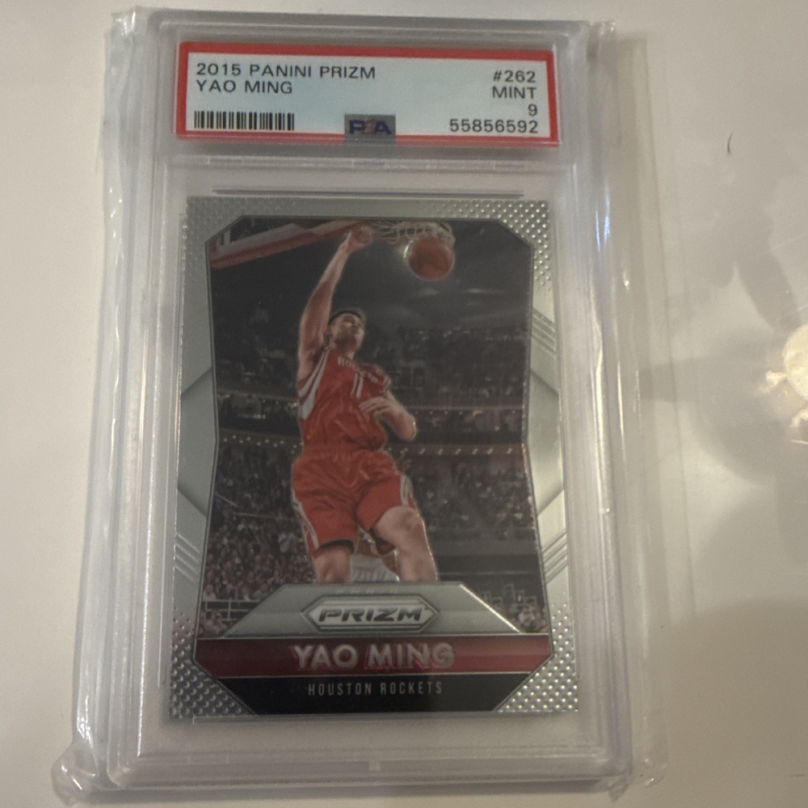 YAO MING 2015-16 Panini Prizm #262 PSA 9 HOUSTON ROCKETS (BASE SET, NBA)