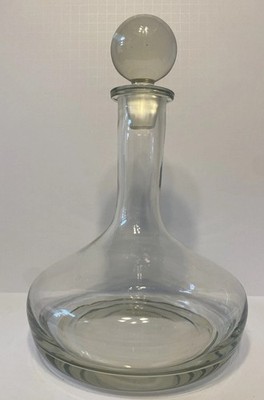 Hand Blown Glass Ships Decanter Wine Carafe Nautical 14in LRG Heavy